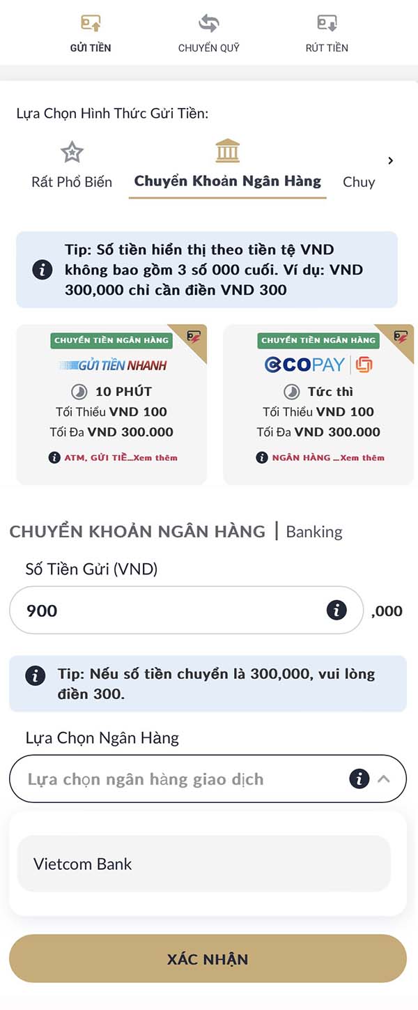 Cách nạp tiền vào M88 bằng Internet Banking Cách nạp tiền vào M88 bằng Internet Banking