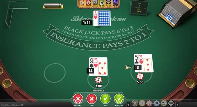 Single Deck BlackJack MH - Phiên bản BlackJack hấp dẫn nhất hiện nay - M88